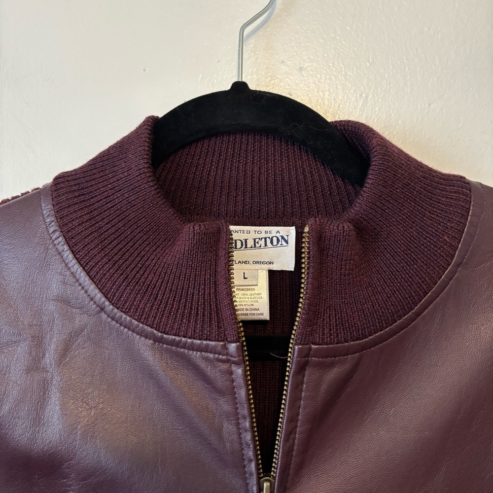 Pendleton Wool And Leather Jacket In Burgundy Wom… - image 3